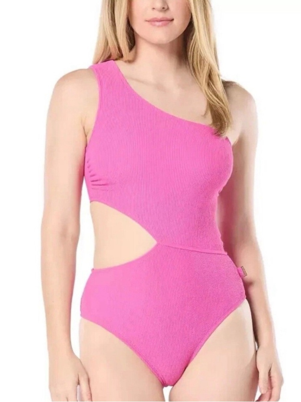 Michael Kors Women’s One-Shoulder Side-Cutout One Piece Swimsuit Pink 12